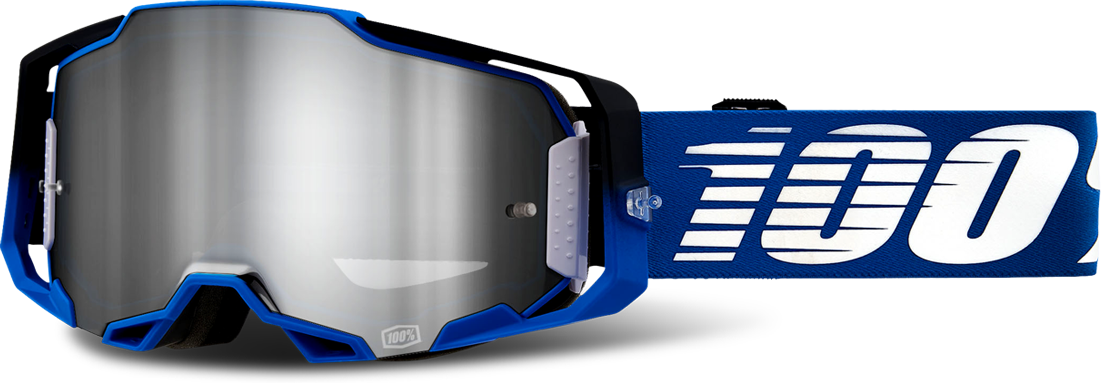 100% Gafas de Cross  Armega Rockchuck Flash Lente Plateada