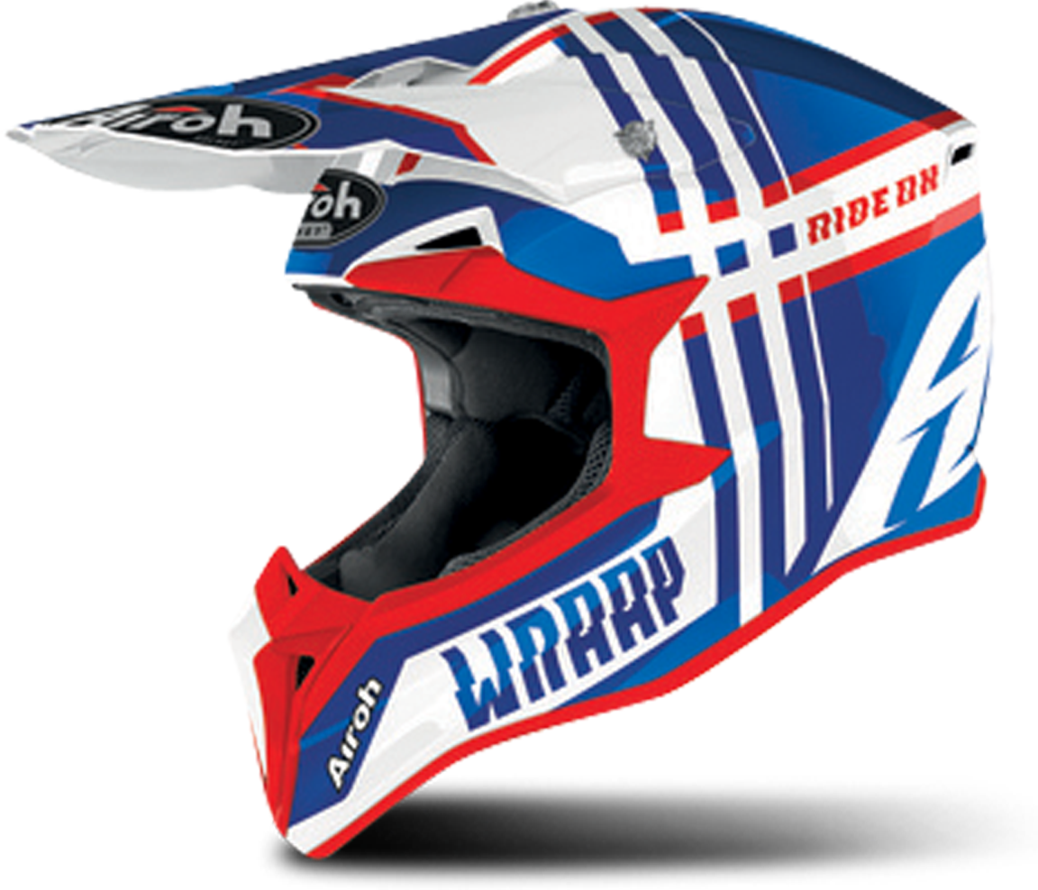 Airoh Casco de Cross  Wraap Broken Niño Azul-Rojo