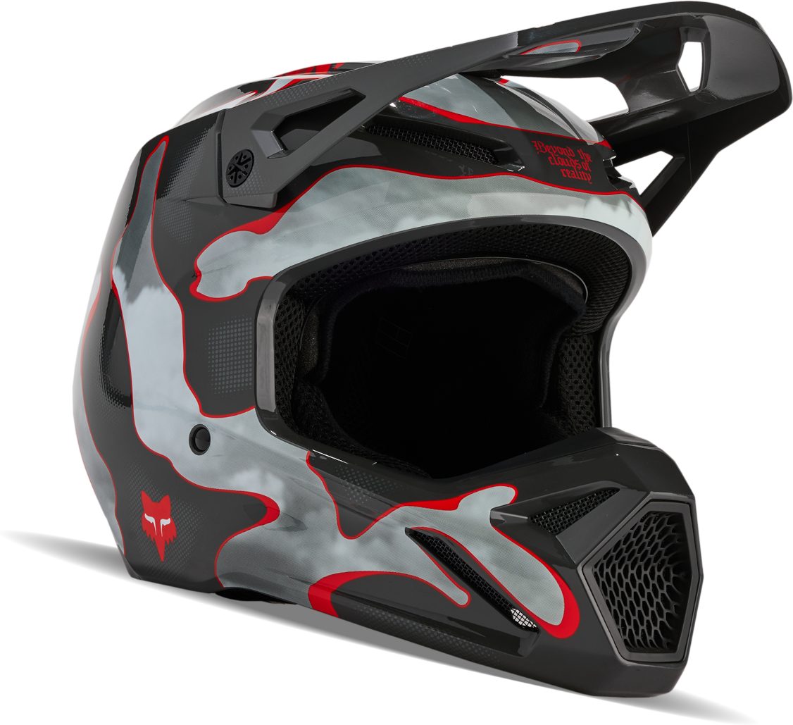 FOX Casco de Cross  V1 Atlas Gris-Rojo