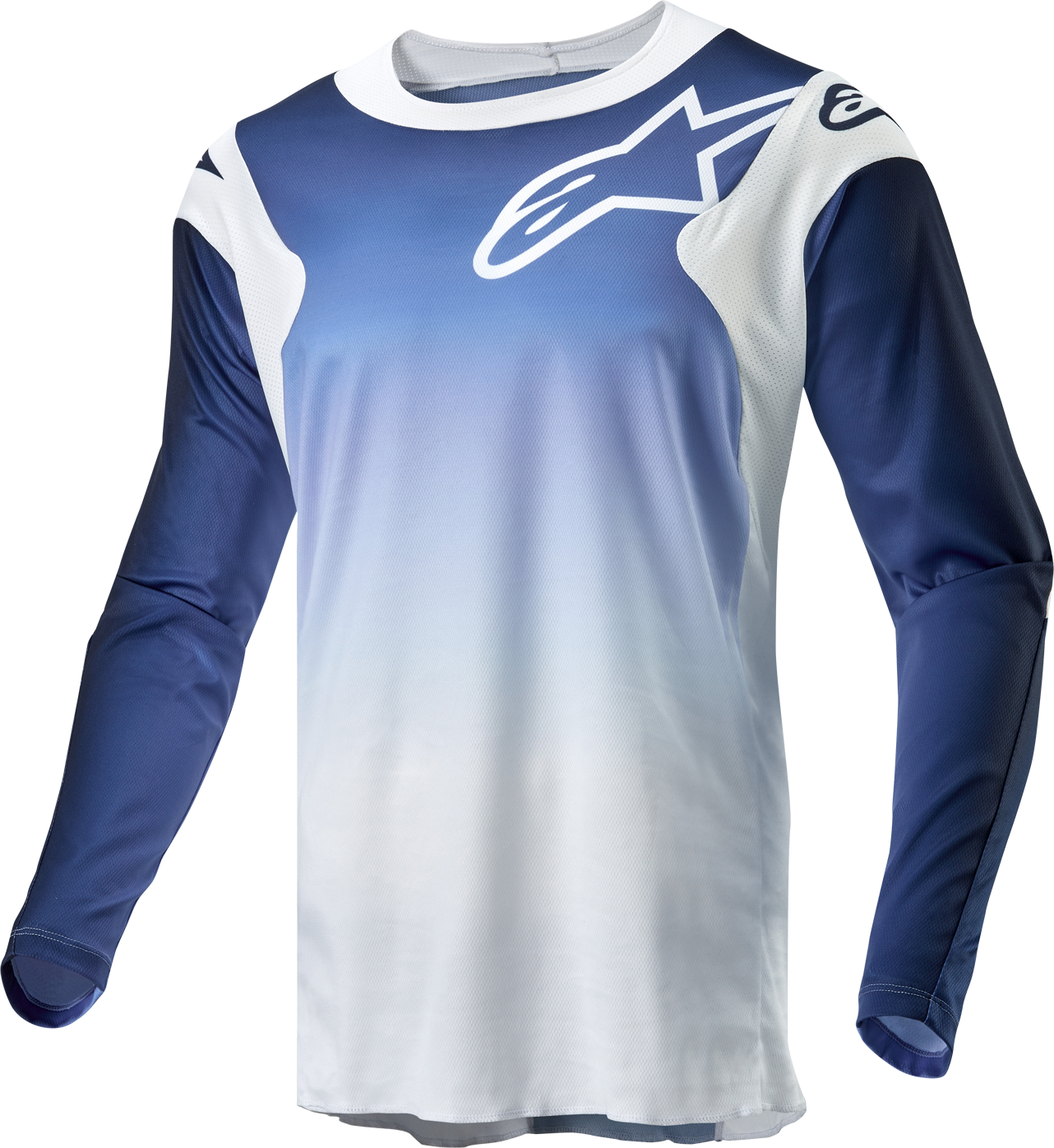 Alpinestars Camiseta de Cross  Racer Hoen Blanco-Azul Marino Noche-Azul Claro