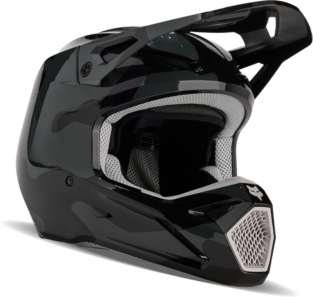 FOX Casco de Cross  V1 BNKR Negro Camuflaje