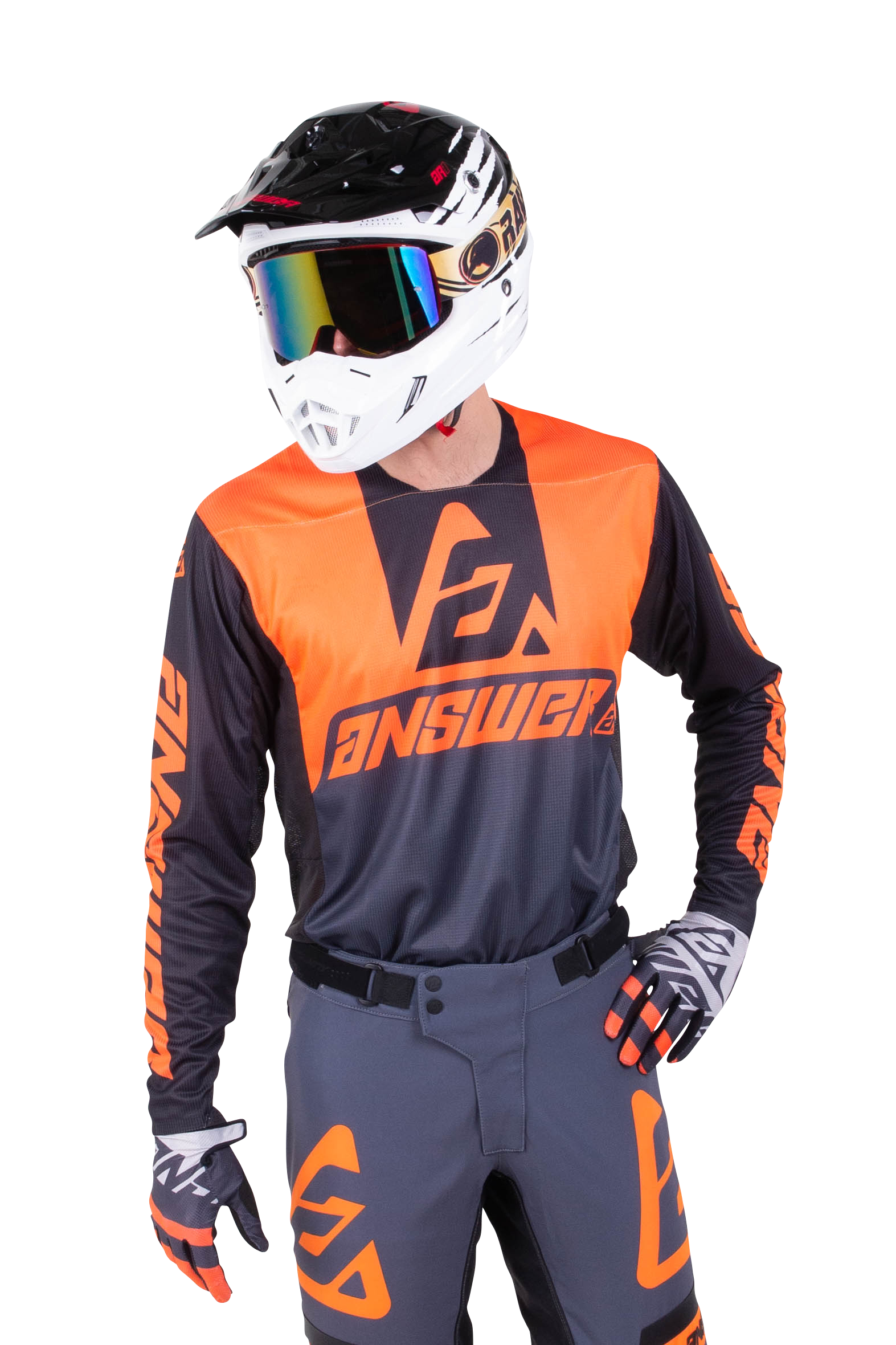 Answer Racing Camiseta de Cross Answer Trinity Voyd Gris Oscuro-Naranja-Negro