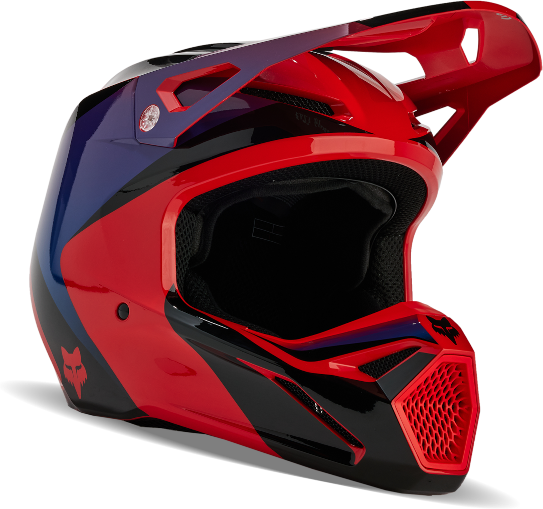 FOX Casco de Cross  V1 Streak Rojo Fluorescente