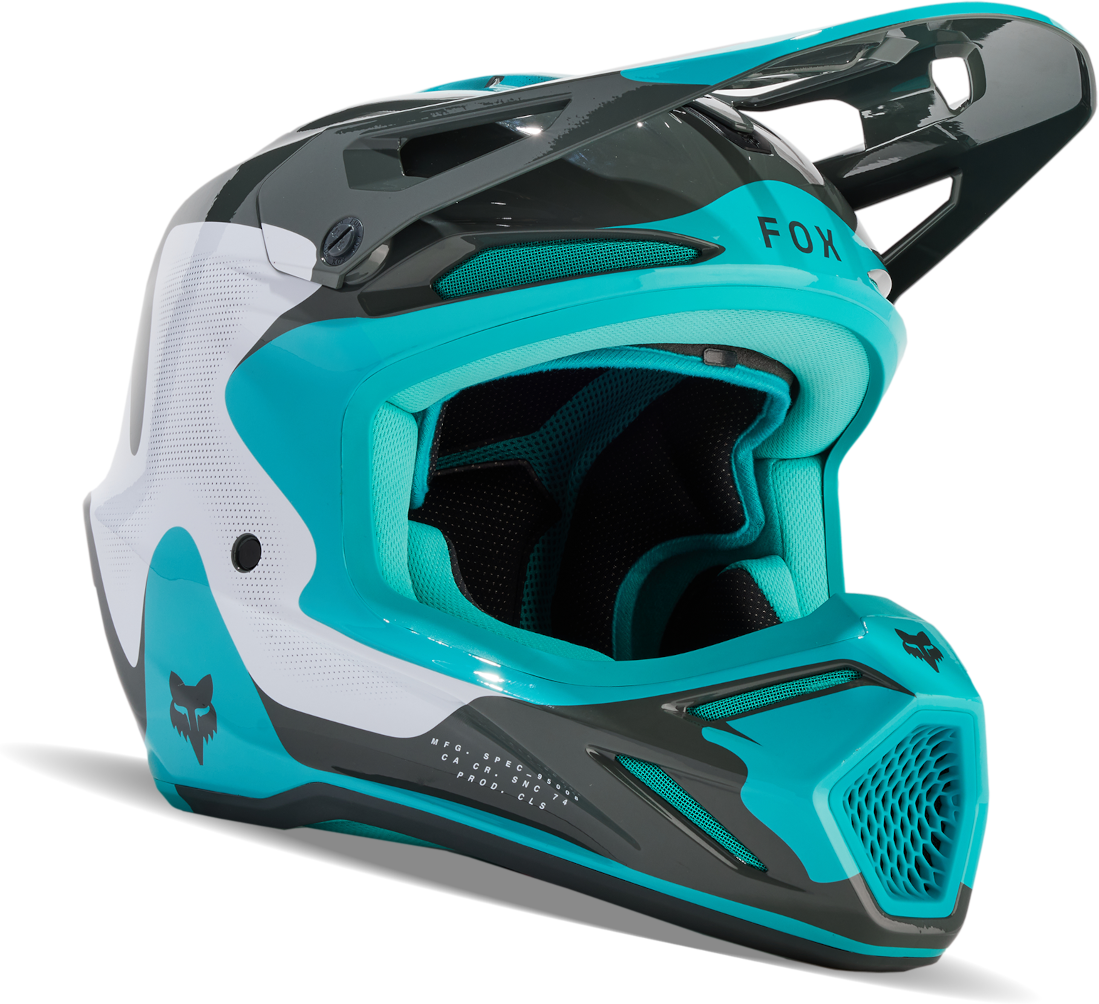 FOX Casco de Cross  V3 Revise Verde Azulado