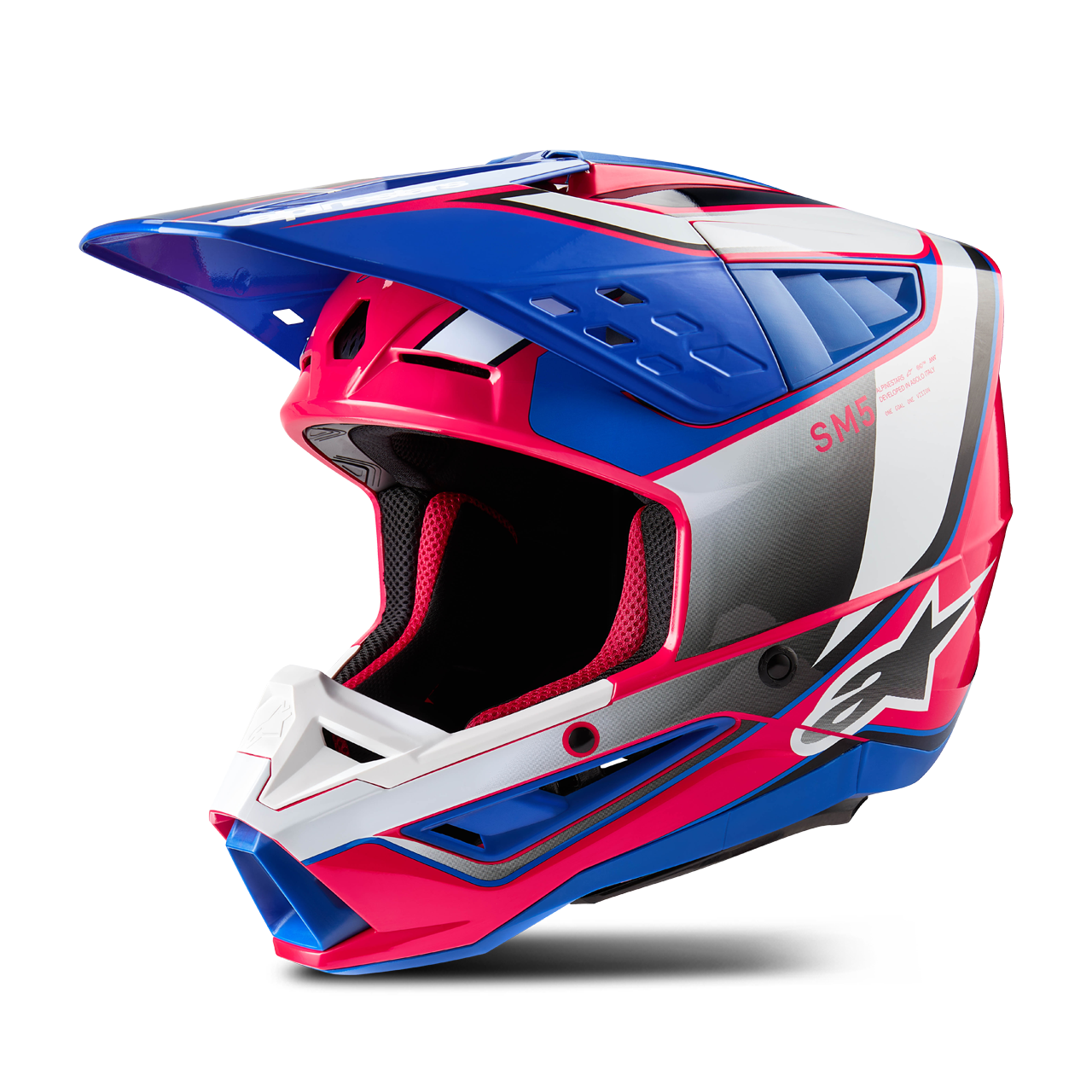 Alpinestars Casco de Cross  SM5 Sail Blanco-Rosa-Azul Esmalte