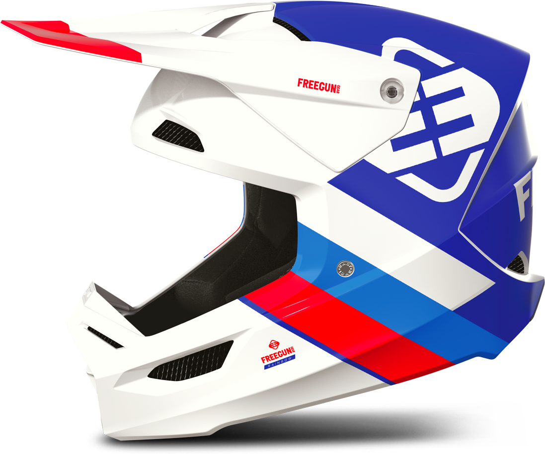 Freegun Casco de Cross  XP4 Rainbow Azul-Rojo Brillante