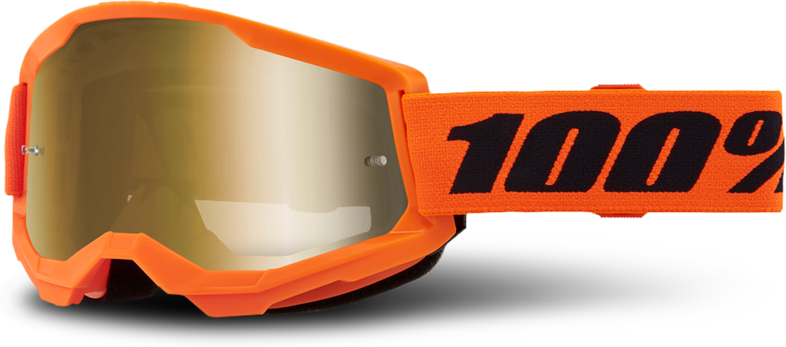 100% Gafas de Cross  Strata 2 Naranja Neón-Dorado