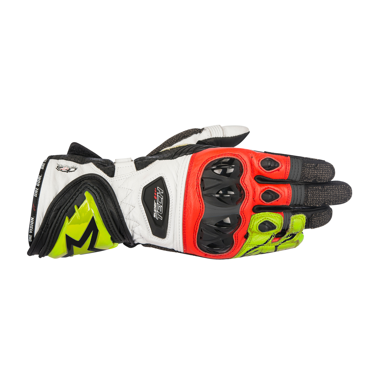 Alpinestars Guantes de Moto  Supertech 2 Negro-Blanco-Rojo-Fluor