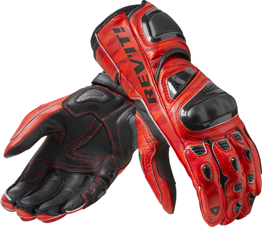 REV'IT! Vaqueros de Moto  Guantes de Piel Jerez 3 Rojo-Negro