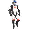 Dainese Traje de cuero  Laguna Seca 4 Negro Mate-Blanco-Naranja Fluo 2-Piezas