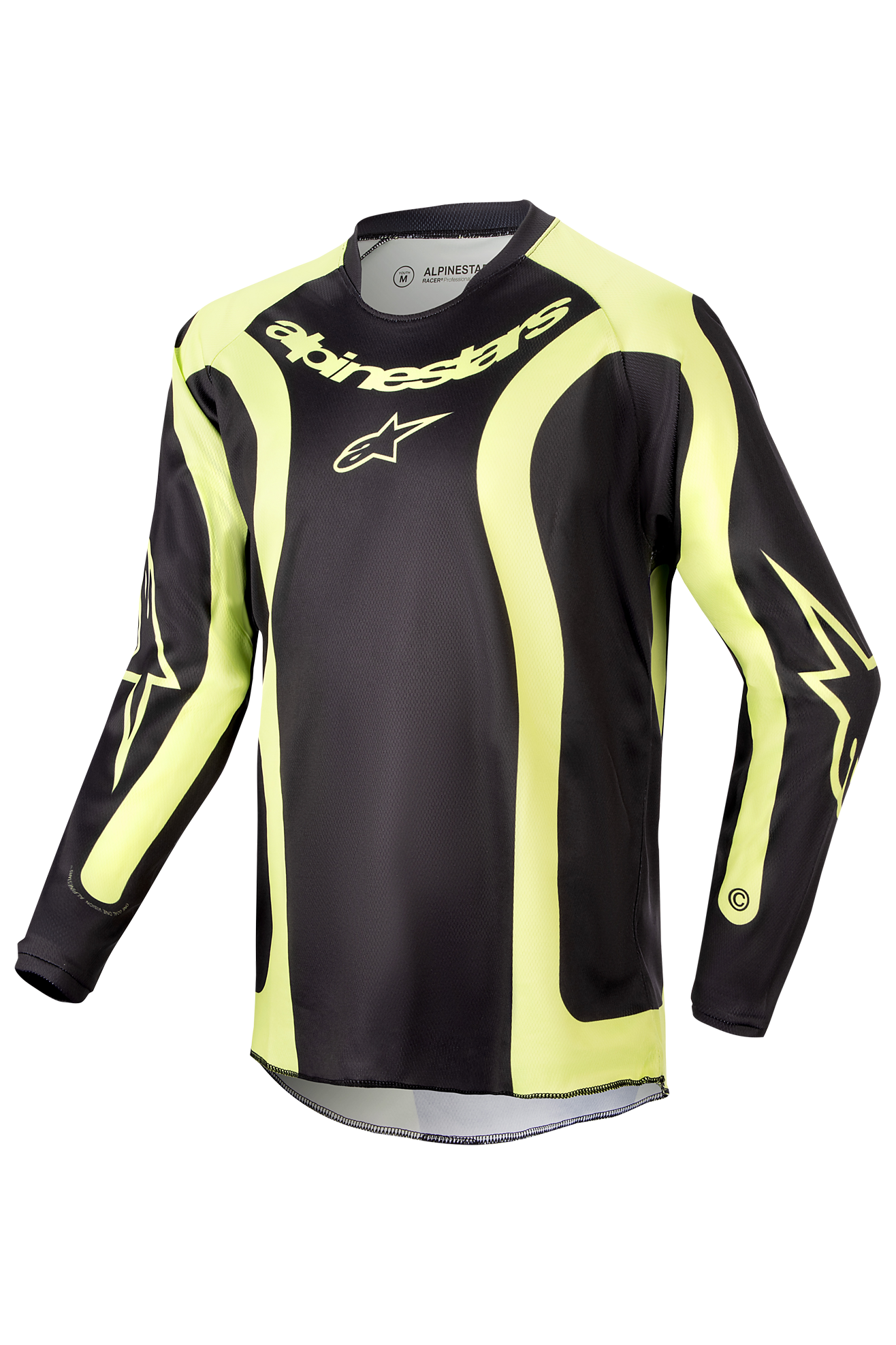 Alpinestars Camiseta de Cross Niño  Racer Lurv Negro-Amarillo Fluo