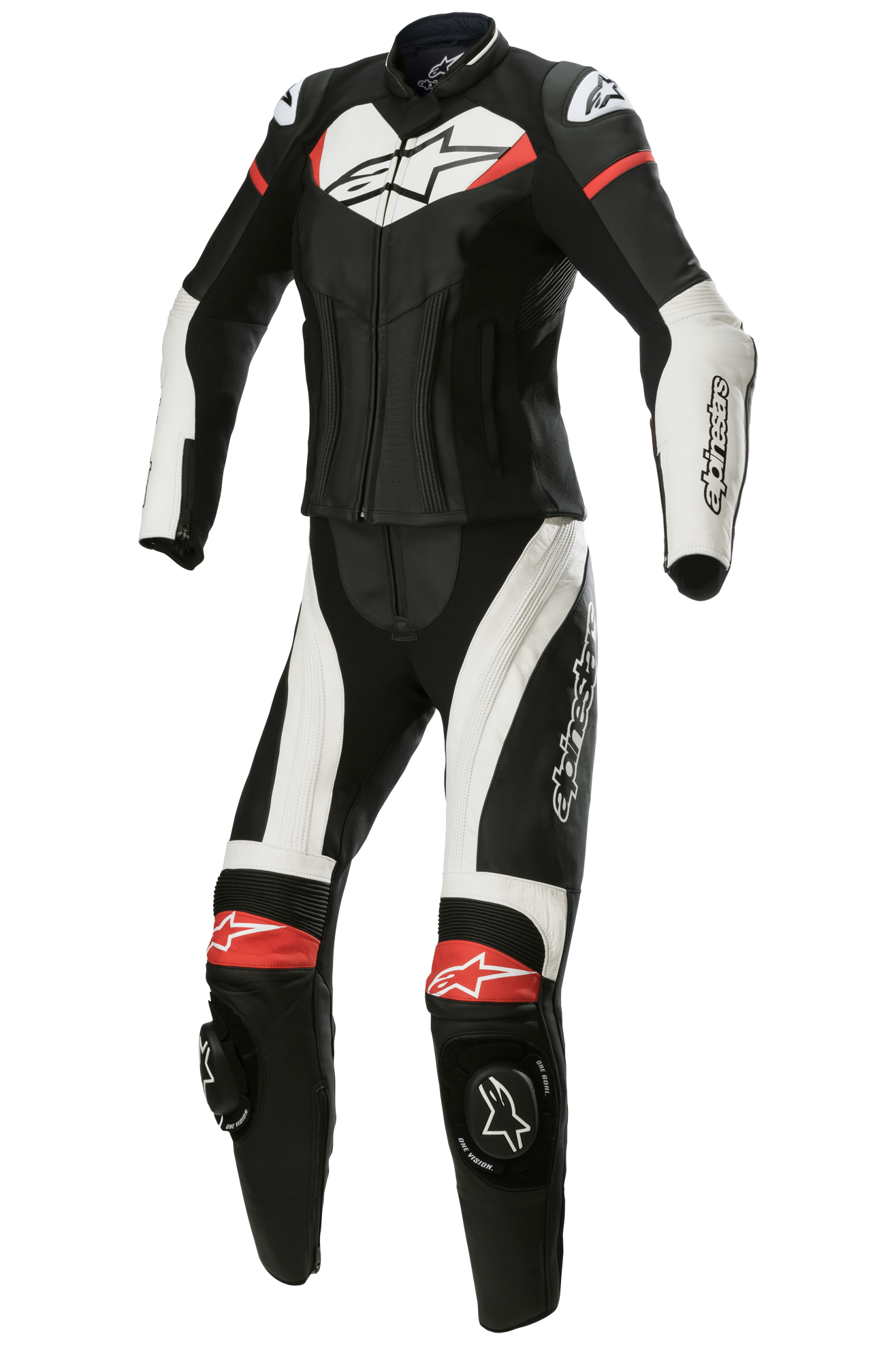 Alpinestars Mono de Cuero  Stella GP Plus 2 Piezas Negro-Blanco-Rojo Brillante