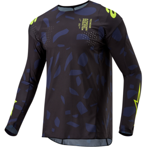 Alpinestars Camiseta de Cross  Techstar Rantera Negro-Azul Marino-Amarillo Fluo