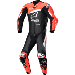 Alpinestars Mono de cuero  GP Plus V4  Negro-Rojo Fluo-Blanco