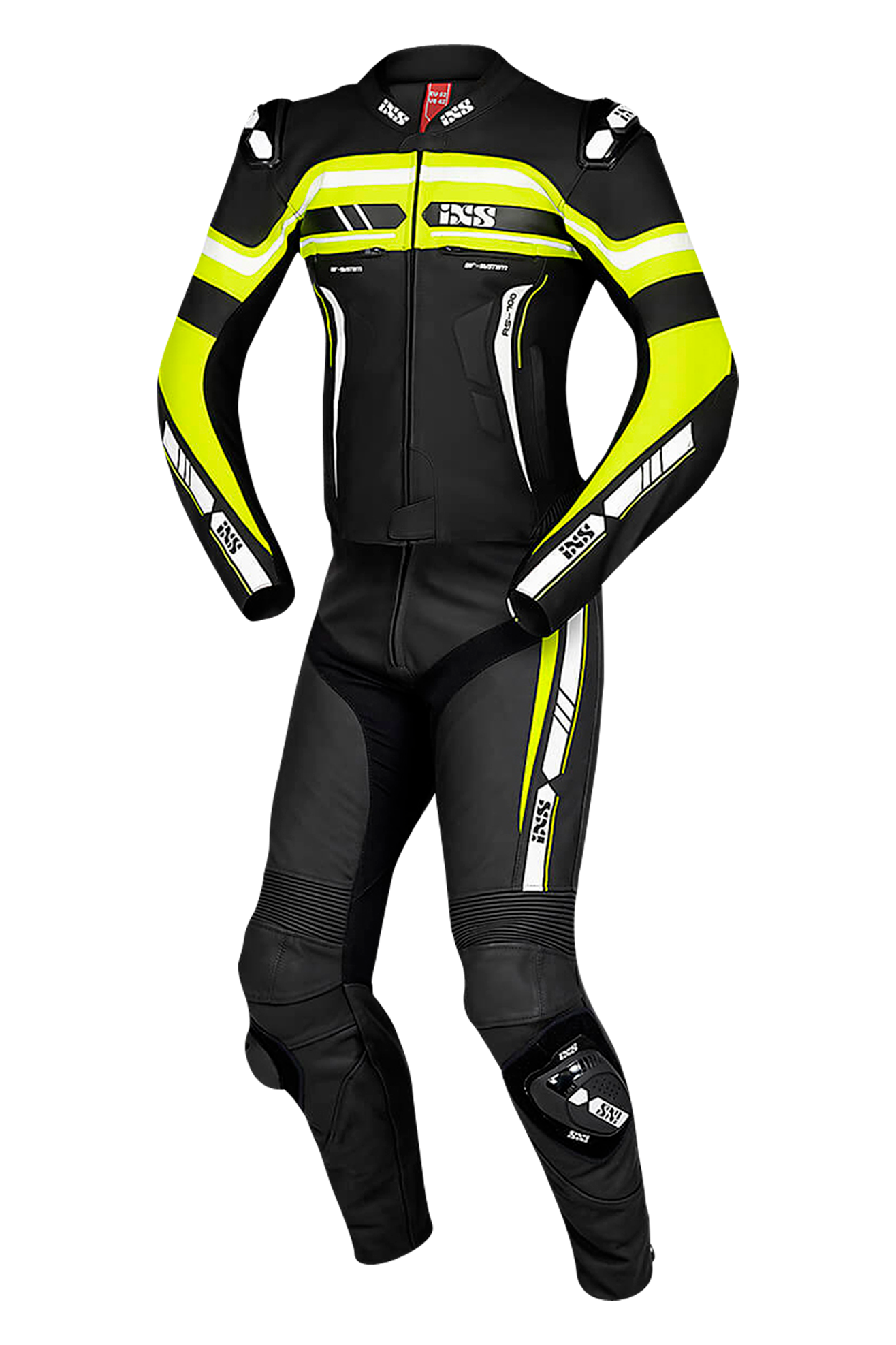 iXS Traje de cuero  RS-700 Negro-Amarillo-Blanco 2-Piezas