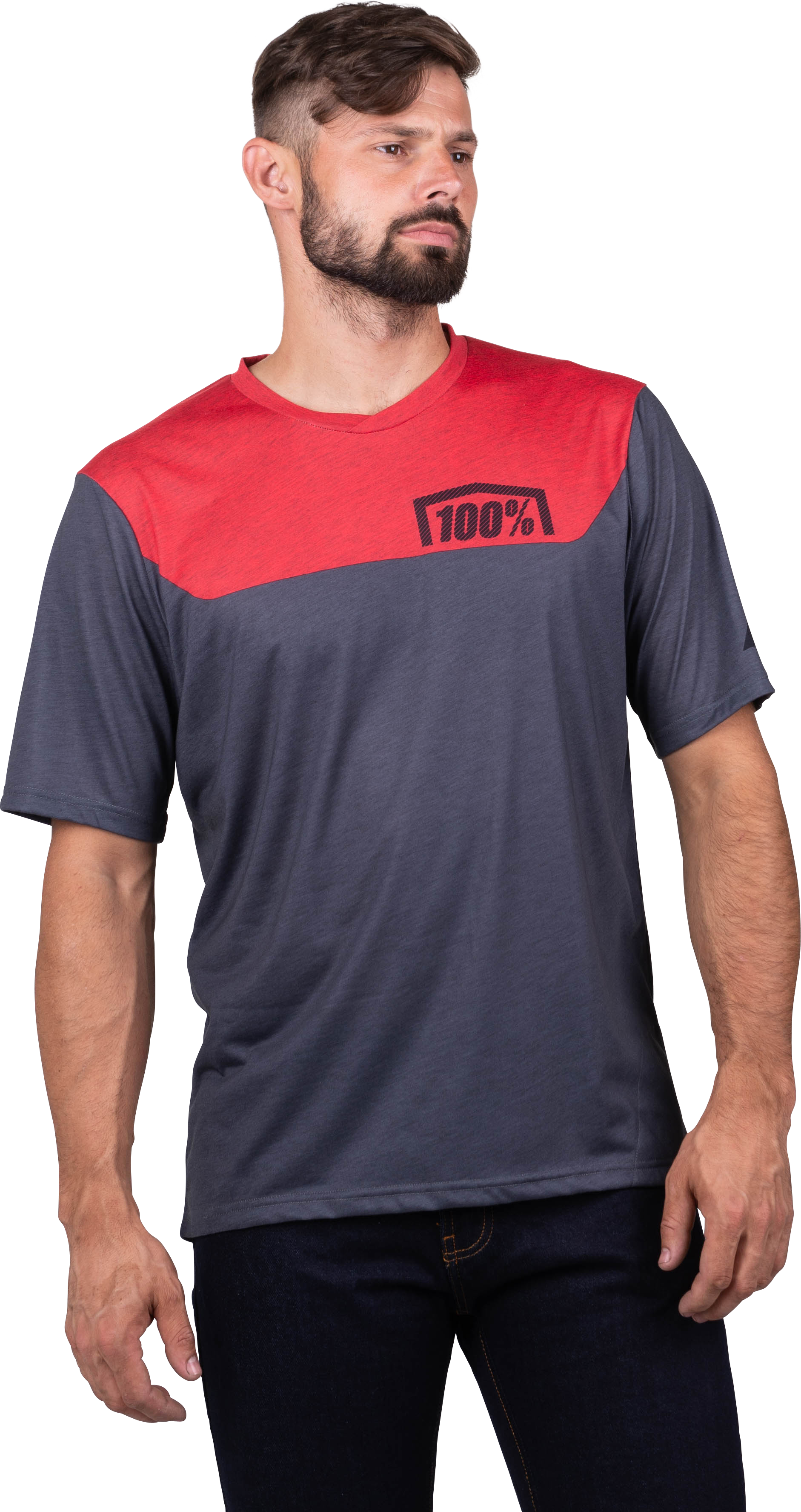 100% Camiseta de MTB  AIRMATIC Carbón-Rojo Racer