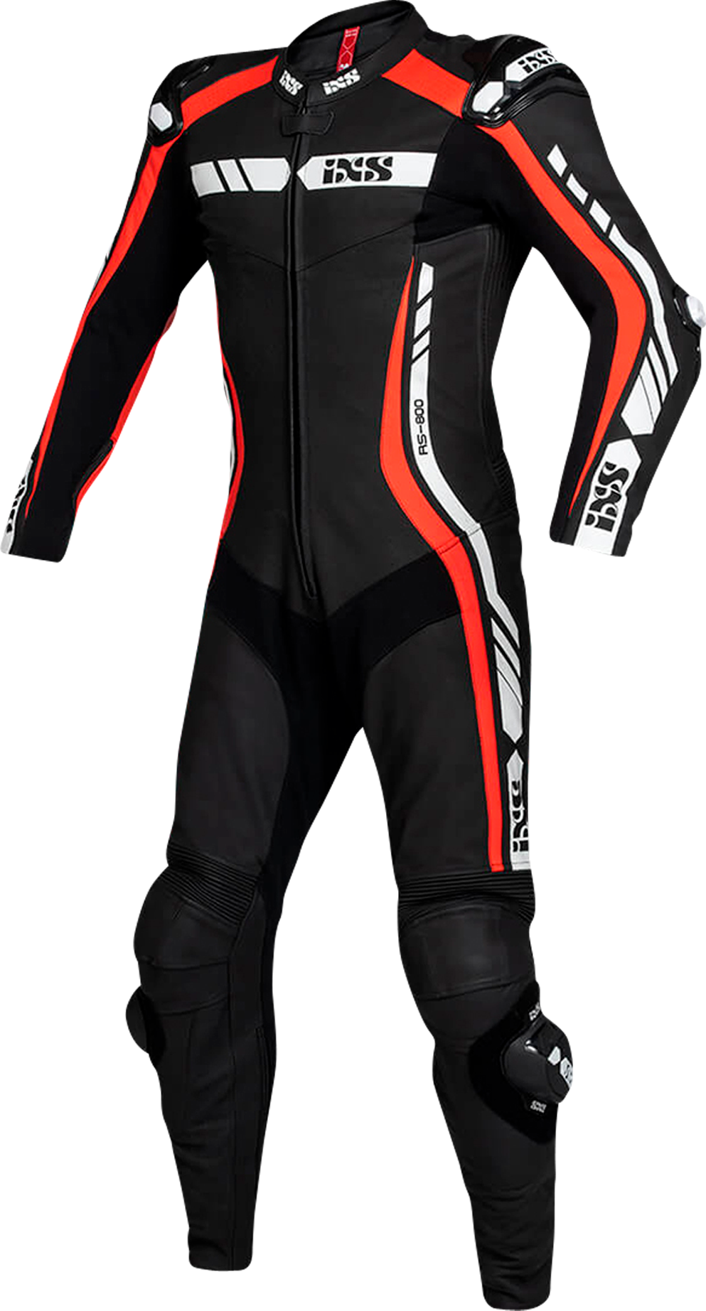 iXS Mono de cuero  RS-800 Negro-Rojo-Blanco