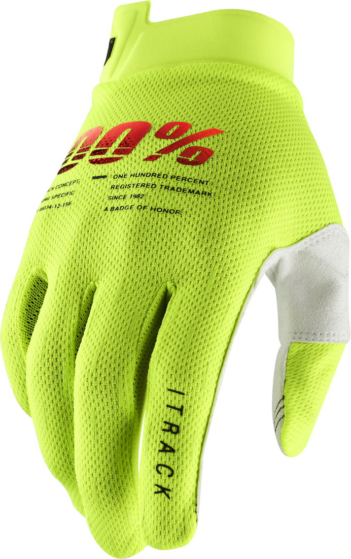 100% Guantes de Cross  iTrack Amarillo Neón