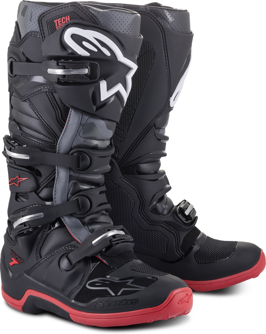 Alpinestars Botas de Cross  Tech 7 Negro-Gris-Rojo