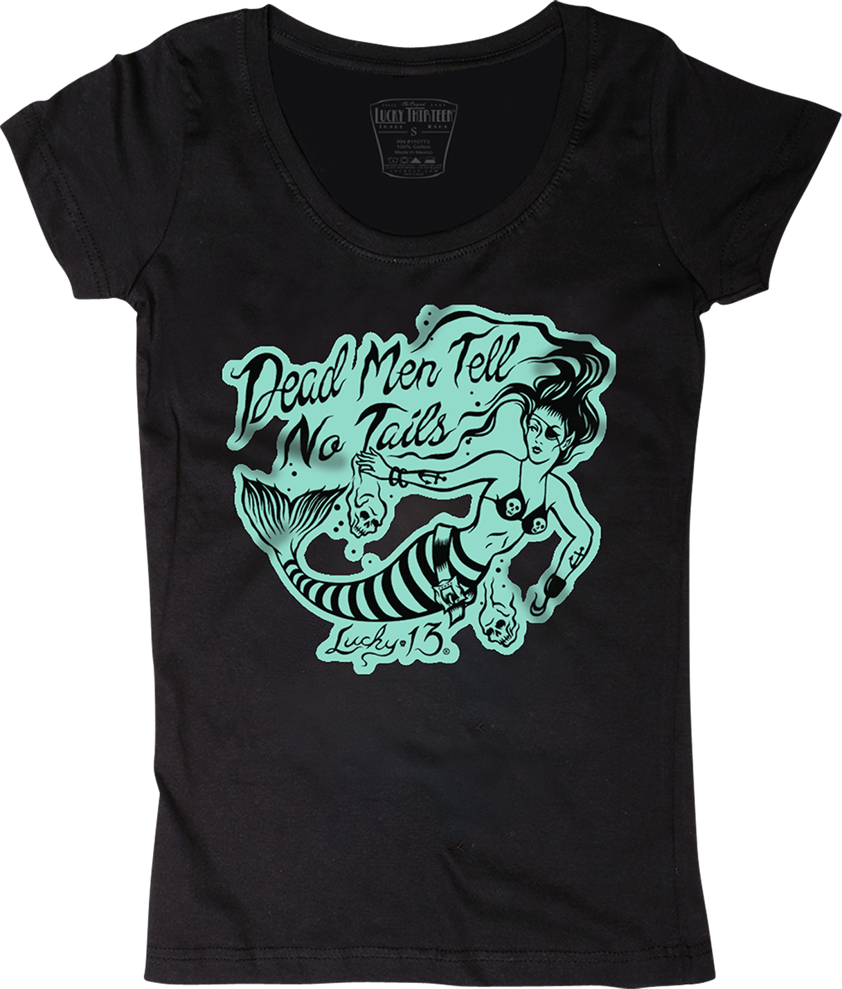 Lucky 13 Camiseta  Dead Hombres Mujer Negra Lucky 13 Camiseta  Dead Hombres Mujer Negra