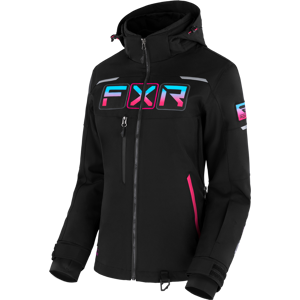 FXR Chaqueta de Nieve Mujer  Maverick Negro-Cielo-Rosa Eléctrico Descolorido