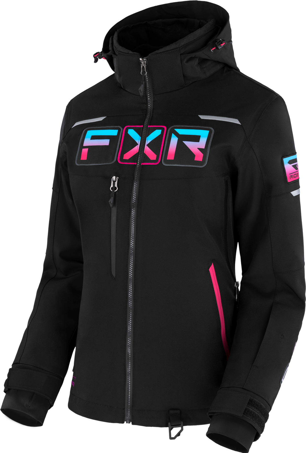 FXR Chaqueta de Nieve Mujer  Maverick Negro-Cielo-Rosa Eléctrico Descolorido