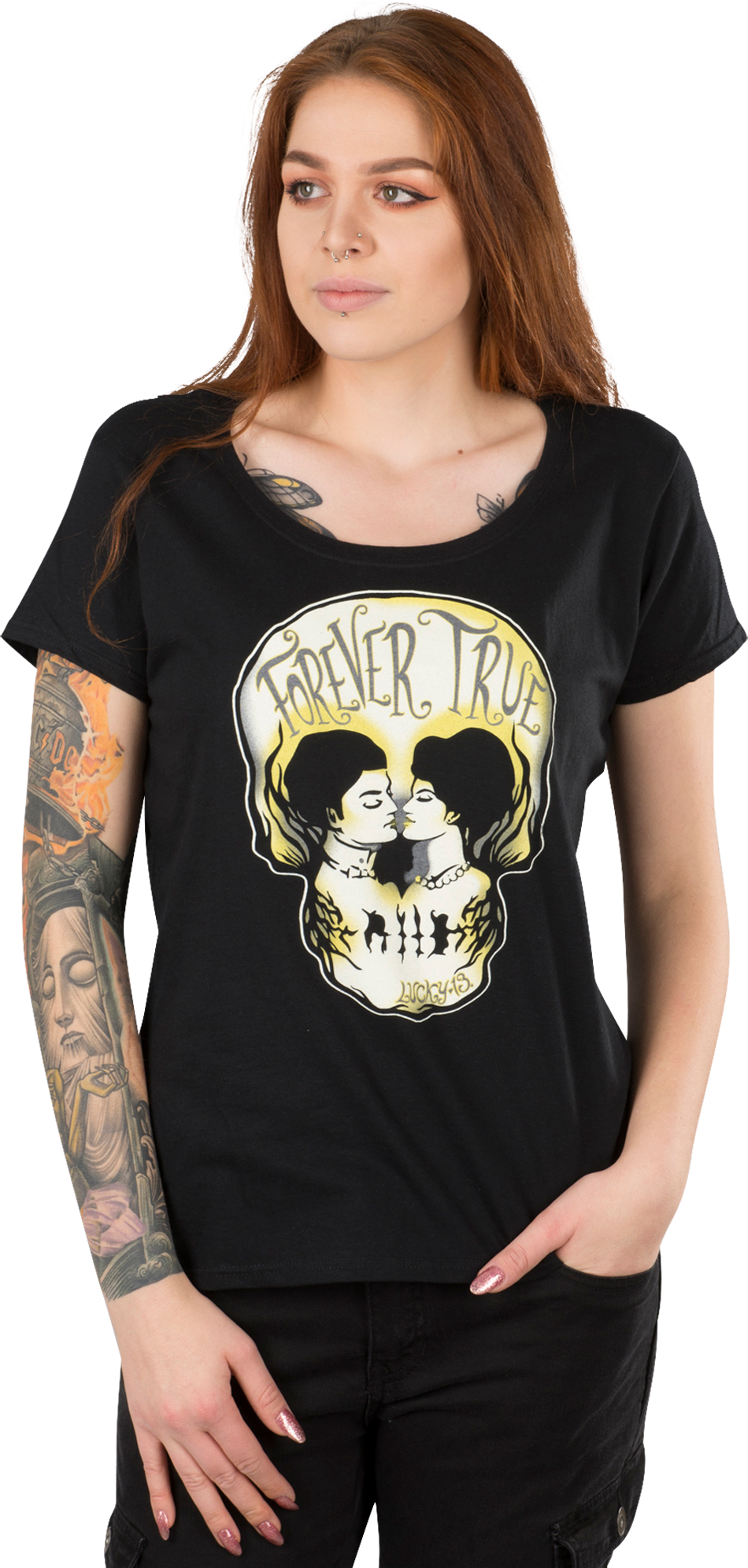 Lucky 13 Camiseta  Forever Skull Cuello Barco Mujer Negra Lucky 13 Camiseta  Forever Skull Cuello Barco Mujer Negra