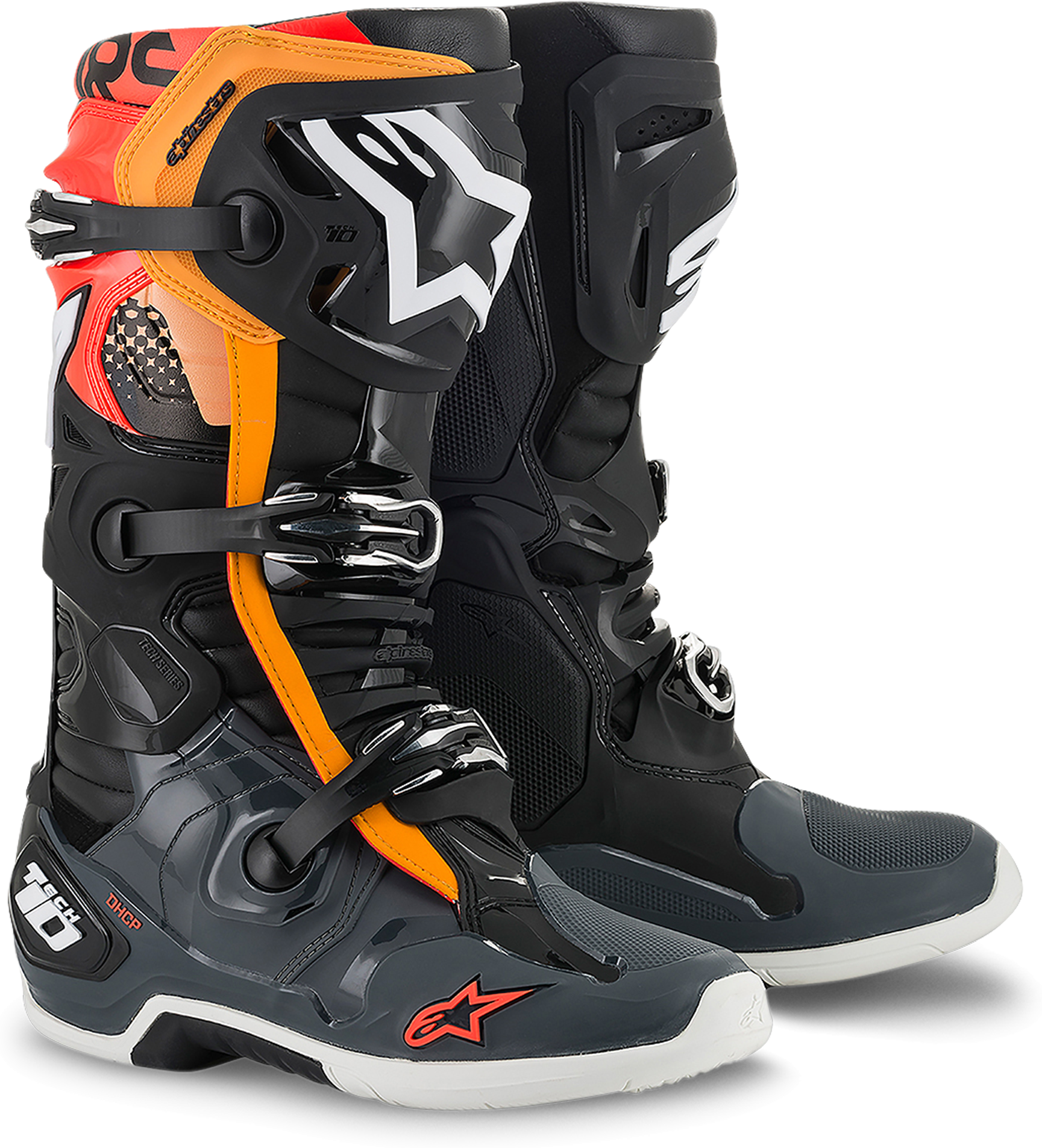 Alpinestars Botas de Cross  Tech 10 Negro-Naranja-Rojo Alpinestars Botas de Cross  Tech 10 Negro-Naranja-Rojo