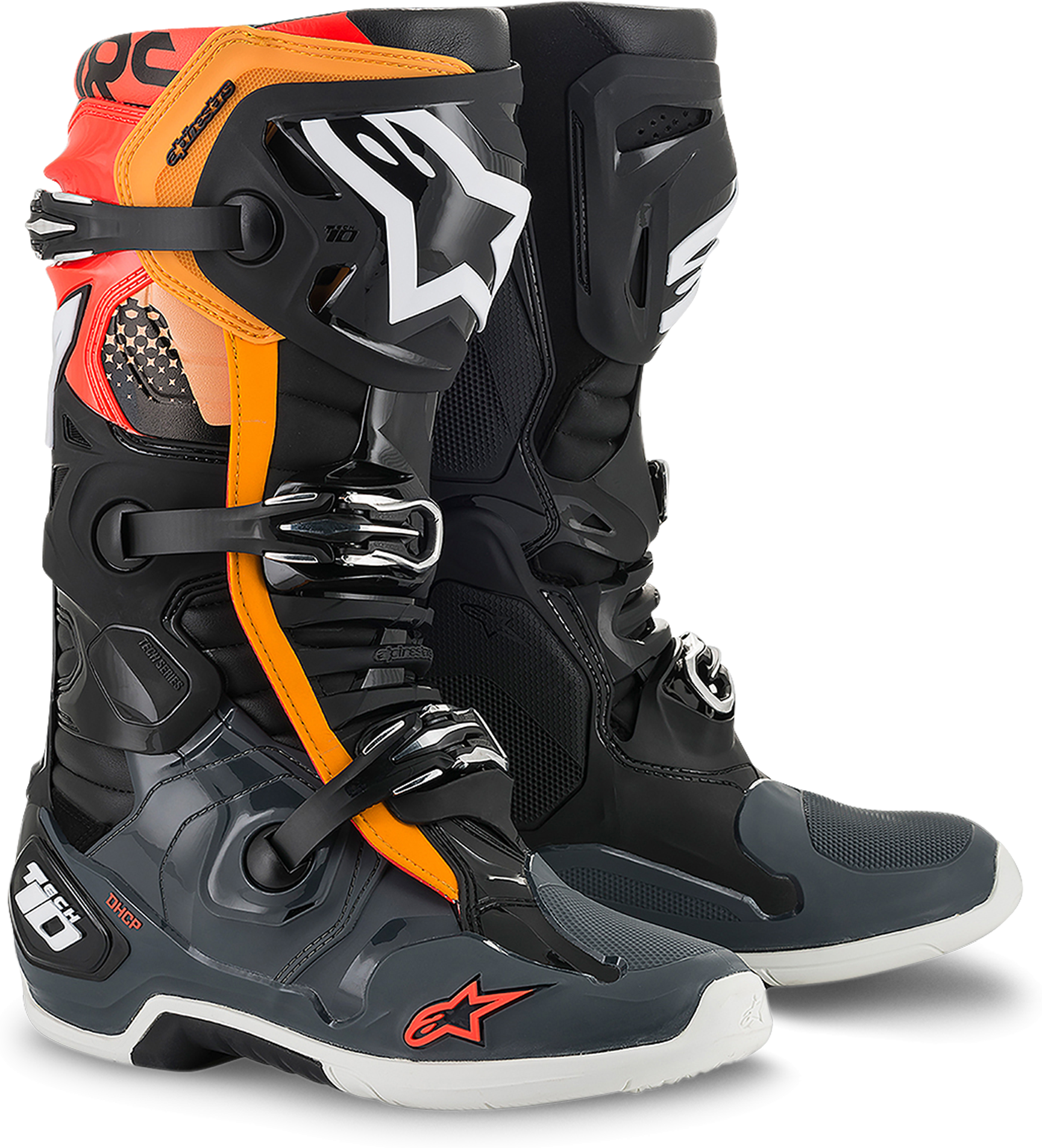 Alpinestars Botas de Cross  Tech 10 Negro-Naranja-Rojo