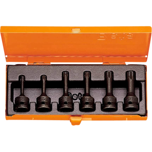 Beta Tools 6 llaves de vaso macho de impacto para tornillos con huella Torx® en caja metálica