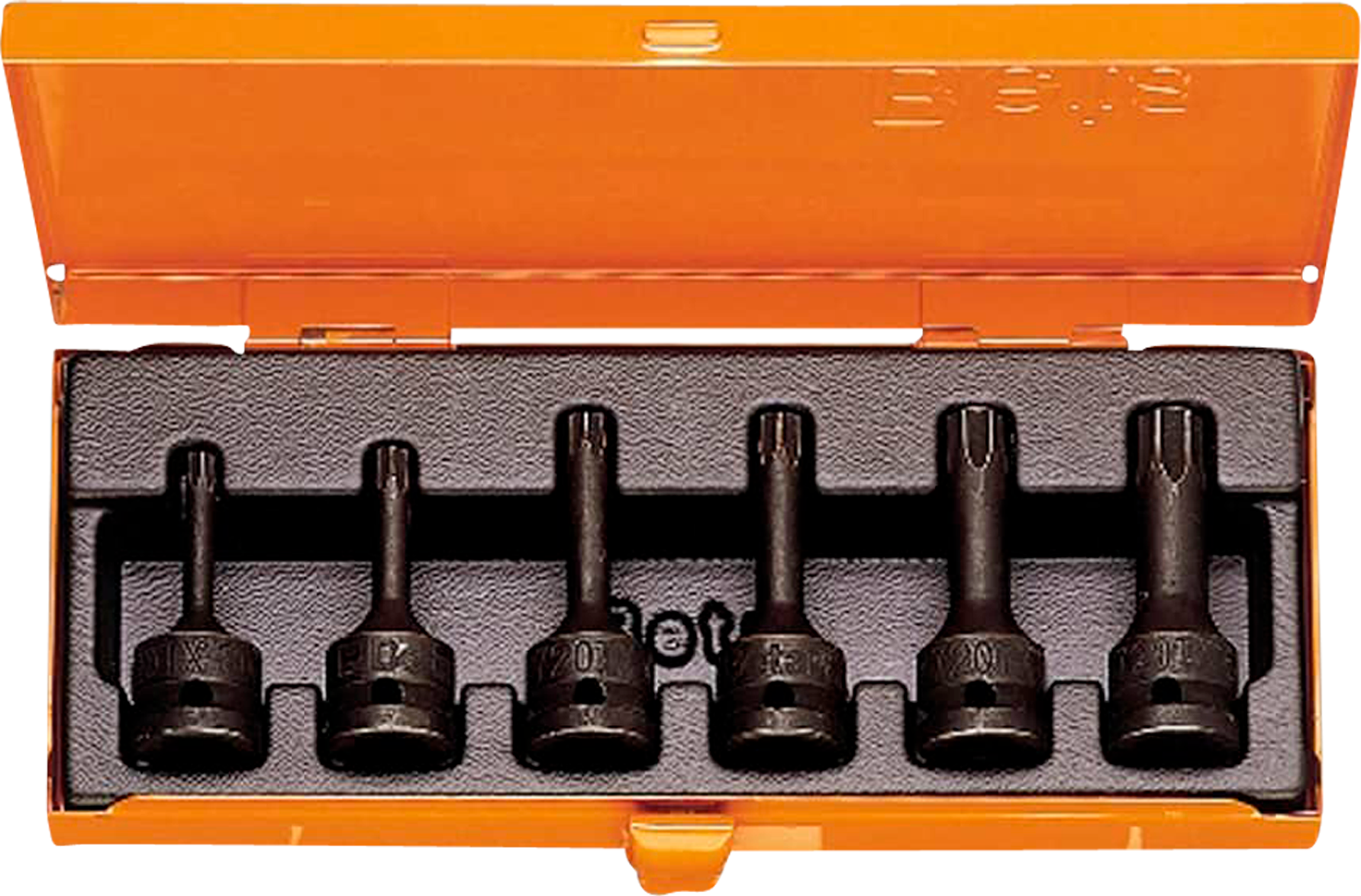 Beta Tools 6 llaves de vaso macho de impacto para tornillos con huella Torx® en caja metálica Beta Tools 6 llaves de vaso macho de impacto para tornillos con huella Torx® en caja metálica