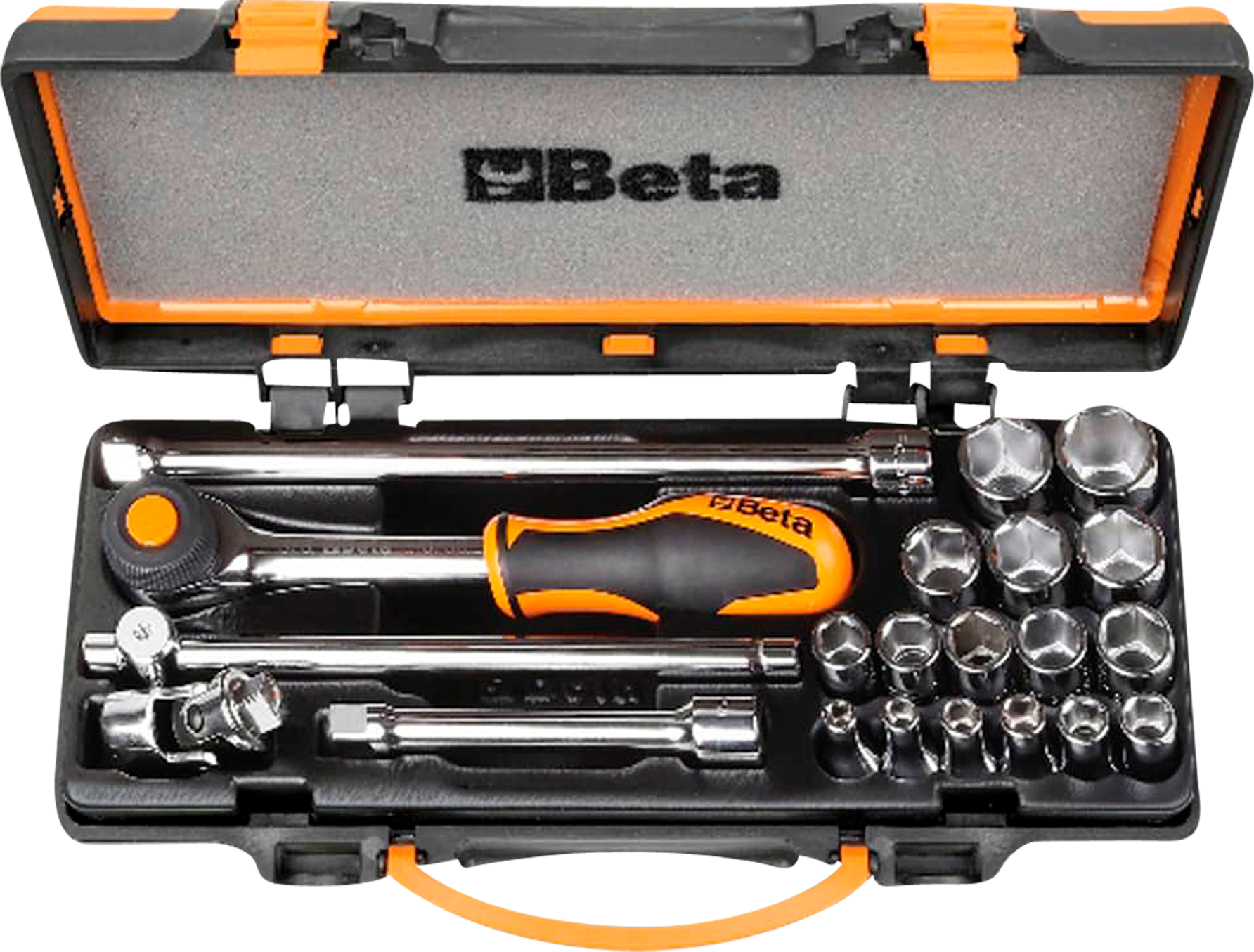 Beta Tools Juego de 16 Llaves de Vaso Hexagonales + 5 Accesorios Termoformados Suaves en Caja de Metal Beta Tools Juego de 16 Llaves de Vaso Hexagonales + 5 Accesorios Termoformados Suaves en Caja de Metal