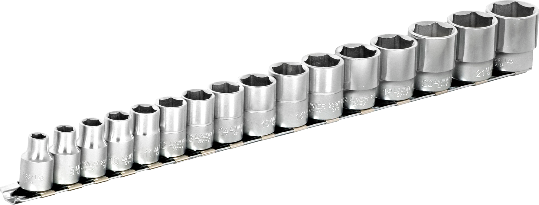 Unior Juego de llaves de vaso  con soporte de metal 16-piezas Unior Juego de llaves de vaso  con soporte de metal 16-piezas