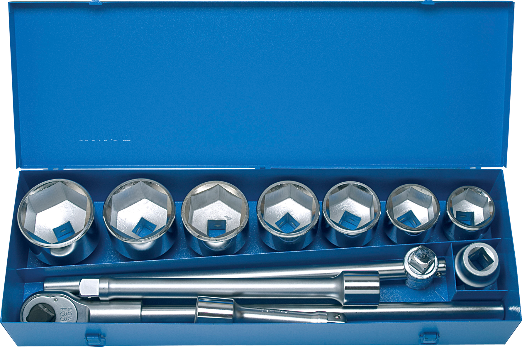 Unior Set de llaves de vaso  en caja de metal 1" 12-piezas Unior Set de llaves de vaso  en caja de metal 1" 12-piezas