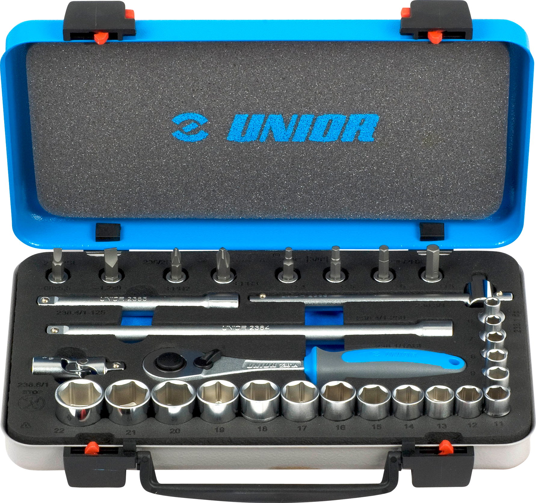 Unior Juego de llaves de vaso  con estuche 3/8" 30-piezas Unior Juego de llaves de vaso  con estuche 3/8" 30-piezas