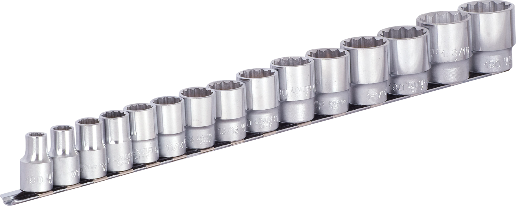 Unior Set de llaves de vaso estándar  con soporte 15-piezas Unior Set de llaves de vaso estándar  con soporte 15-piezas