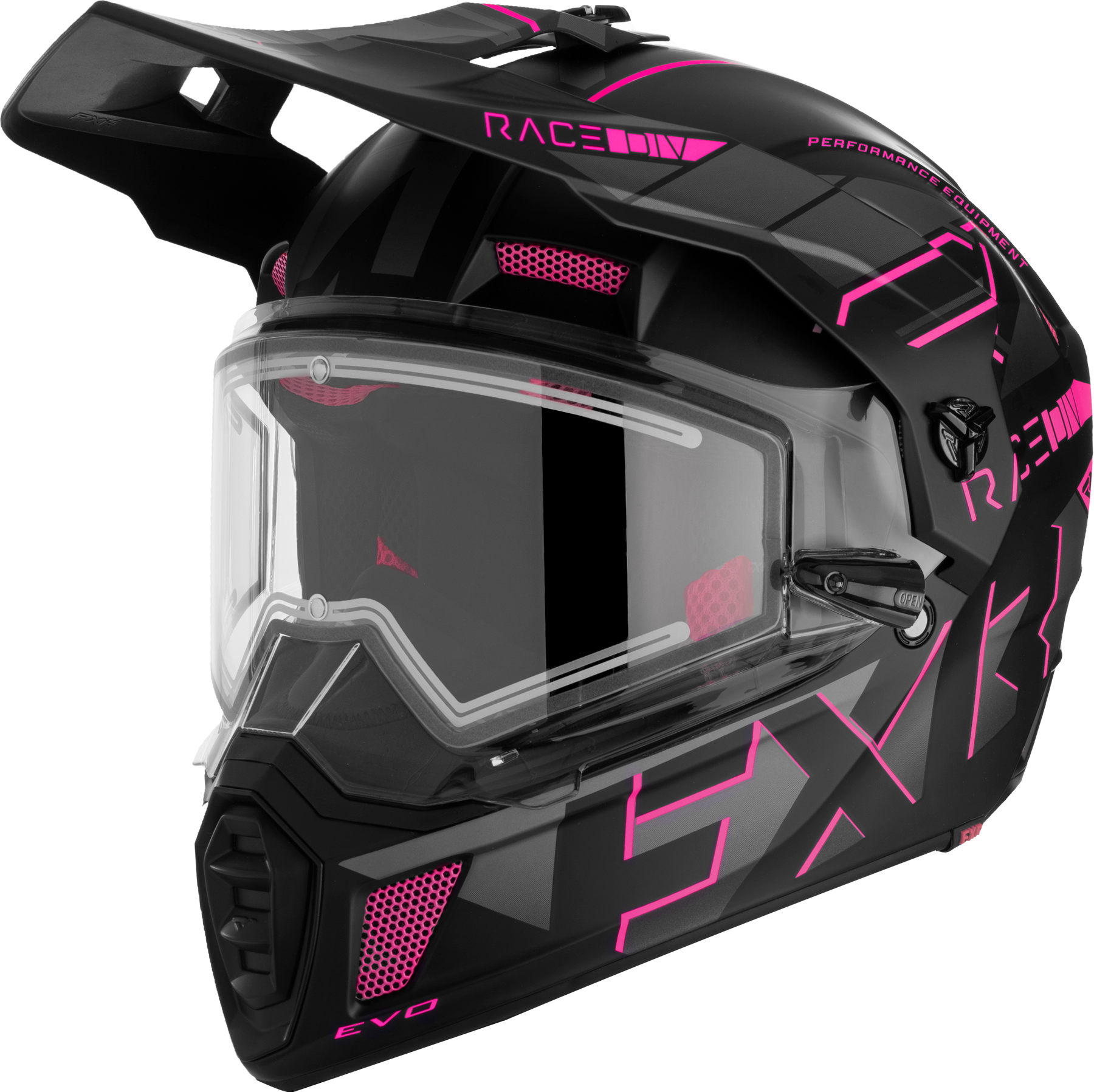 FXR Casco de Cross  Clutch X Evo E Shield Rosa Eléctrico