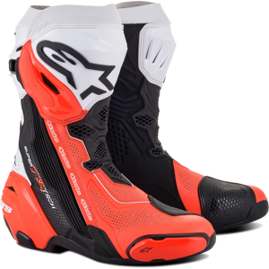 Alpinestars Botas de Moto  Supertech R Vented Negro-Blanco-Rojo Fluo