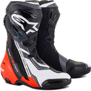 Alpinestars Botas de Moto  Supertech R Negro-Rojo Fluo-Blanco-Gris