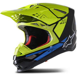 Alpinestars Casco de Cross  Supertech S-M8 Mips Factory Negro-Amarillo-Azul