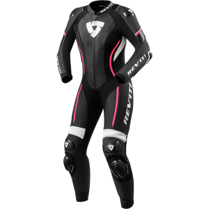 REV'IT! Mono de cuero  Hyperspeed Mujer Negro-Rosa