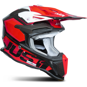 Just1 Casco de Cross  J18 F Hexa Rojo-Blanco-Negro-Titanio