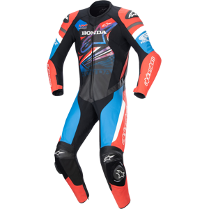 Alpinestars Mono de Cuero  Honda GP Force Negro-Rojo Brillante-Azul