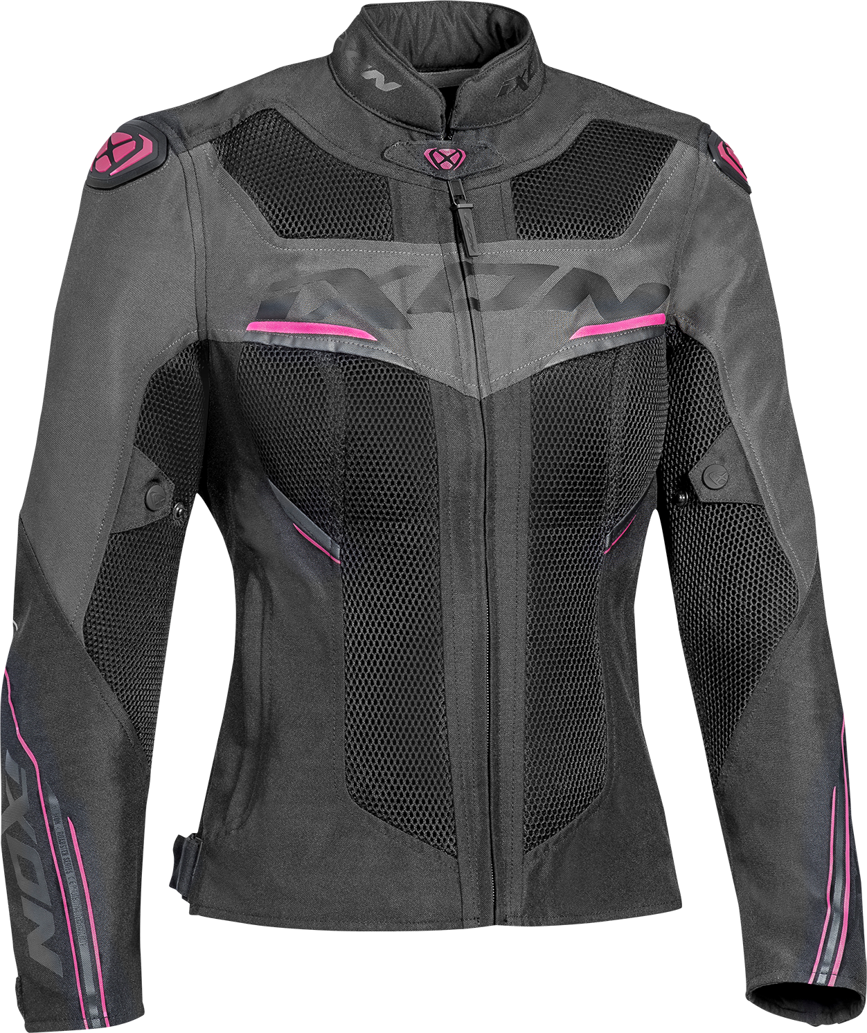 Ixon Chaqueta de Moto para Mujer  Draco Negro-Antracita-Fucsia