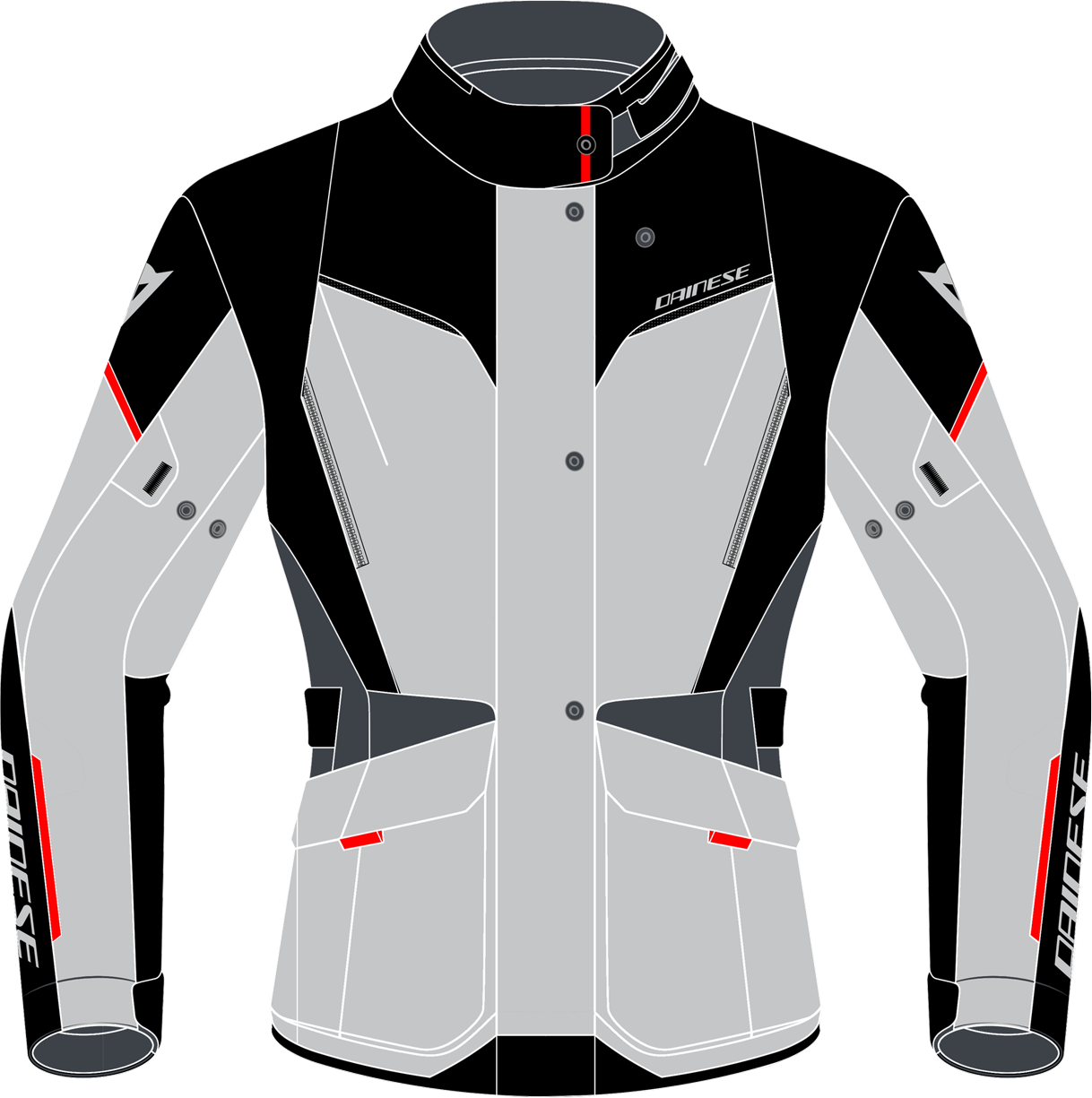 Dainese Chaqueta de Moto para Mujer  Tempest 3 D-Dry Glaciar-Gris-Negro-Lava-Rojo