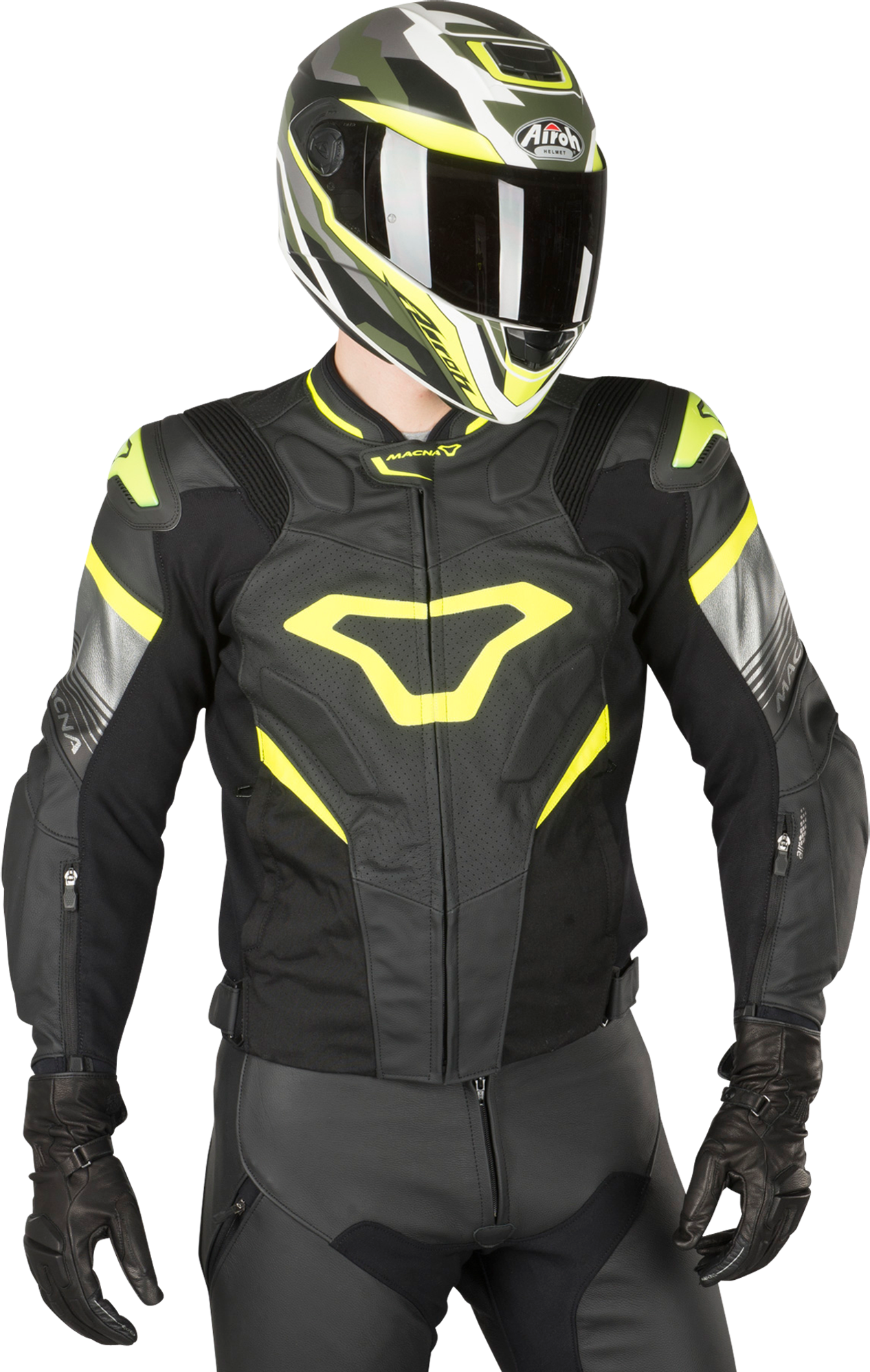 Macna Chaqueta de Moto  Ripper Negro-Amarillo Fluo