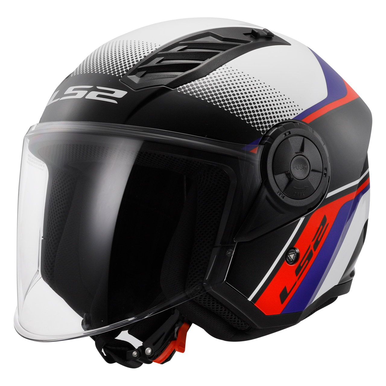 LS2 Casco Jet  OF616 Airflow II Rush Blanco–Azul-Rojo