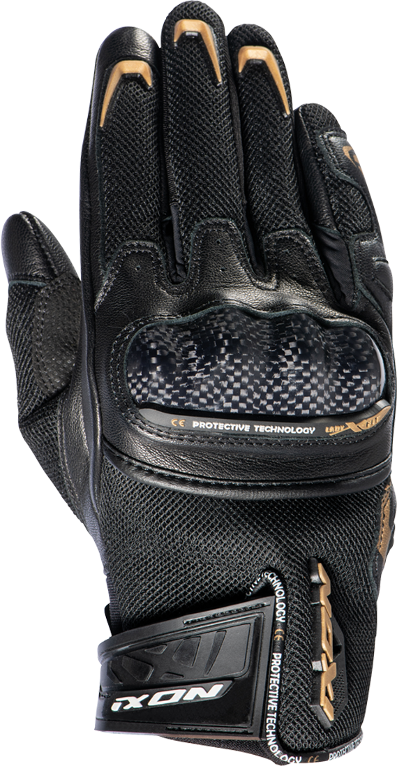 Ixon Guantes de Moto para Mujer  RS Rise Air Negro-Dorado