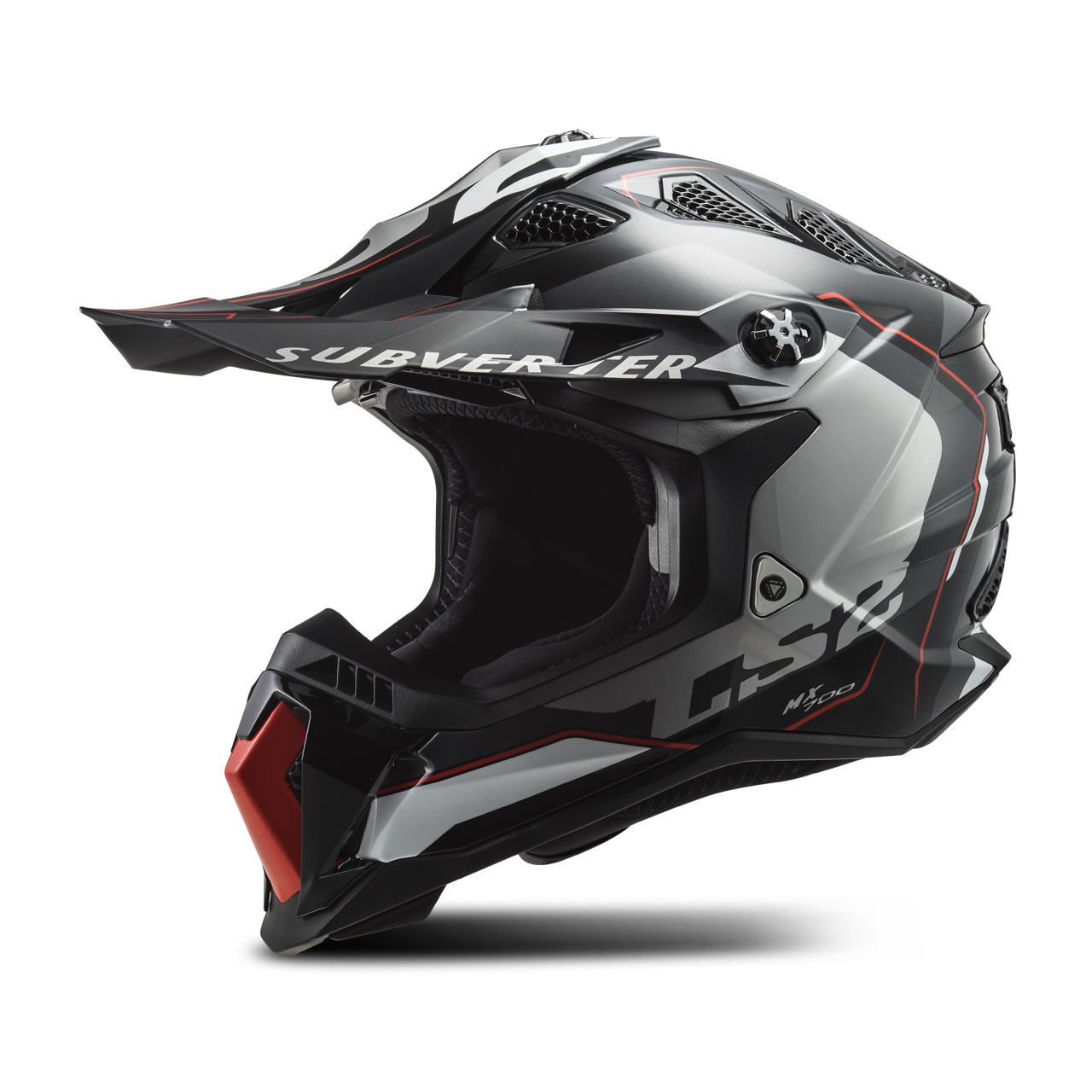 LS2 Casco de Cross  MX700 SUBVERTER Arched Negro-Plata-Titanio