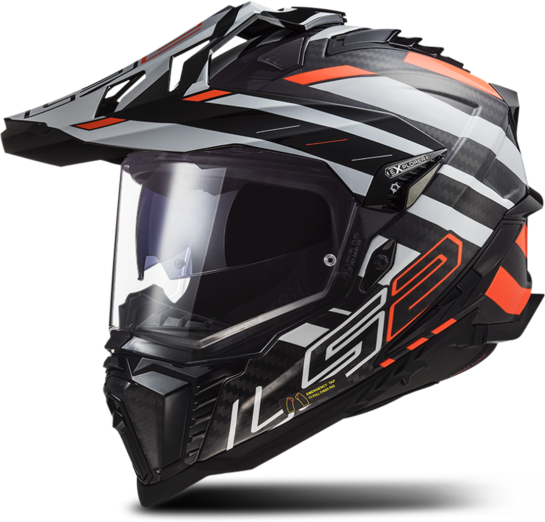 LS2 Casco Adventure  MX701 EXPLORER C EDGE Negro-Naranja Fluo